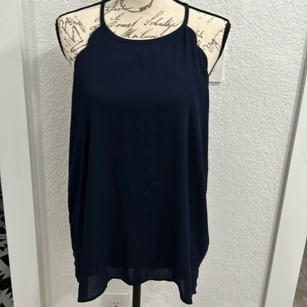 Loft navy scalloped tank Size L